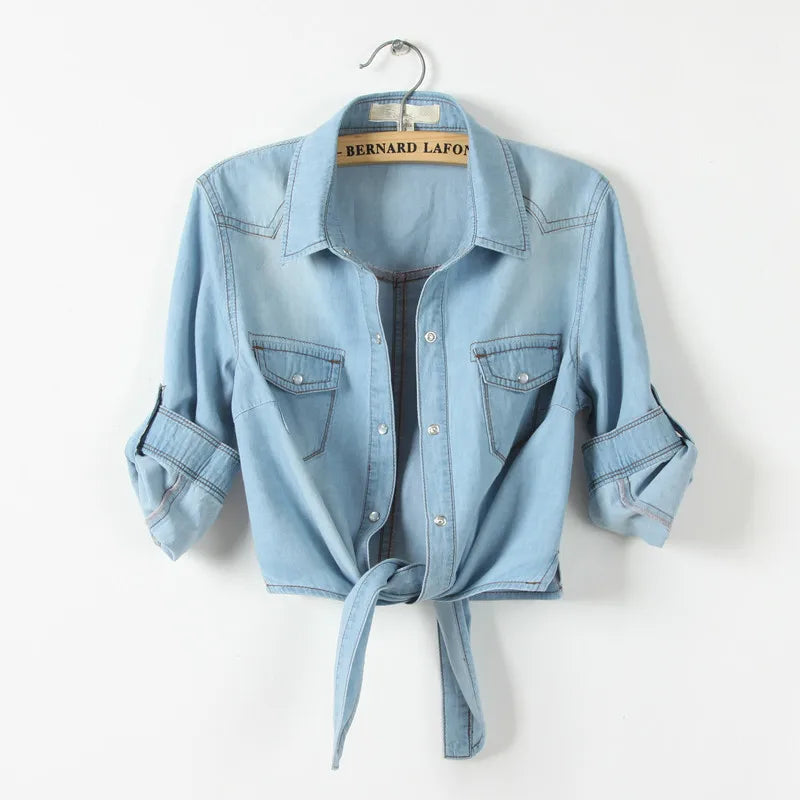 Women's Denim Crop Shirt