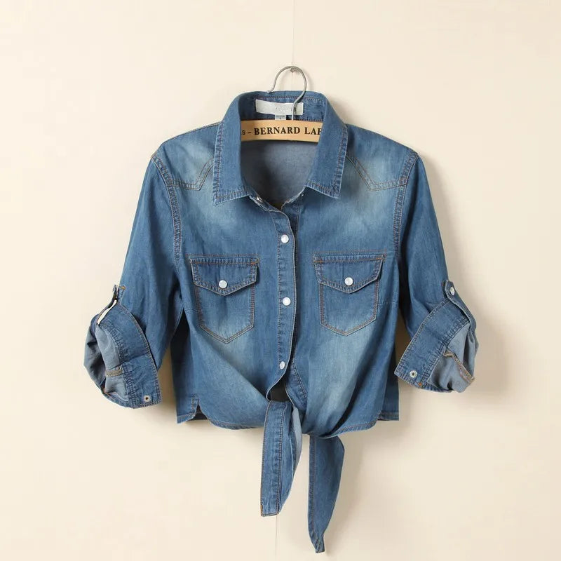 Women's Denim Crop Shirt