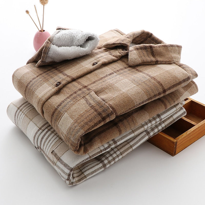 Women's Velvet Plaid Flannel Shirt