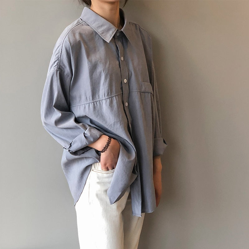 Women's Loose Solid Blouse