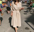 Women's Cotton Drawstring Midi Dress
