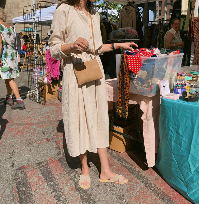 Women's Cotton Drawstring Midi Dress