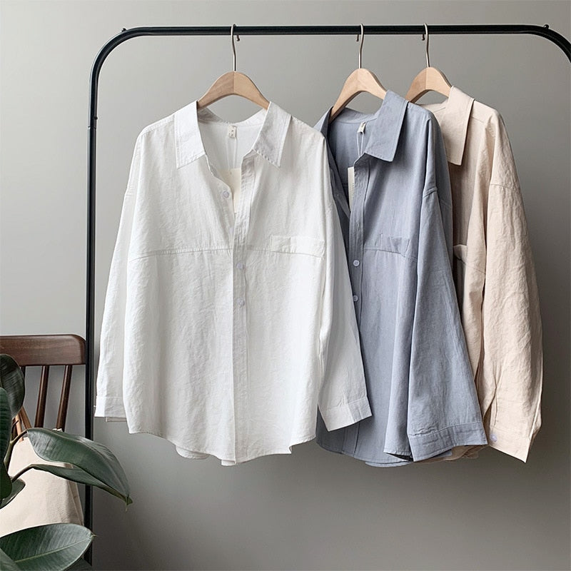 Women's Loose Solid Blouse