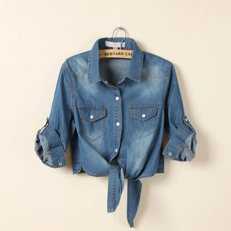 Women's Denim Crop Shirt
