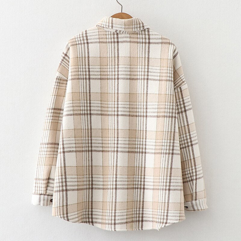 Women's Velvet Plaid Flannel Shirt