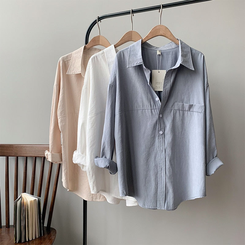 Women's Loose Solid Blouse