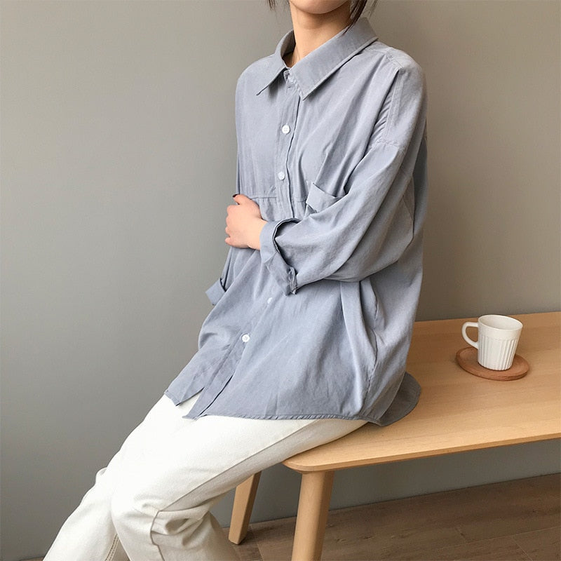 Women's Loose Solid Blouse