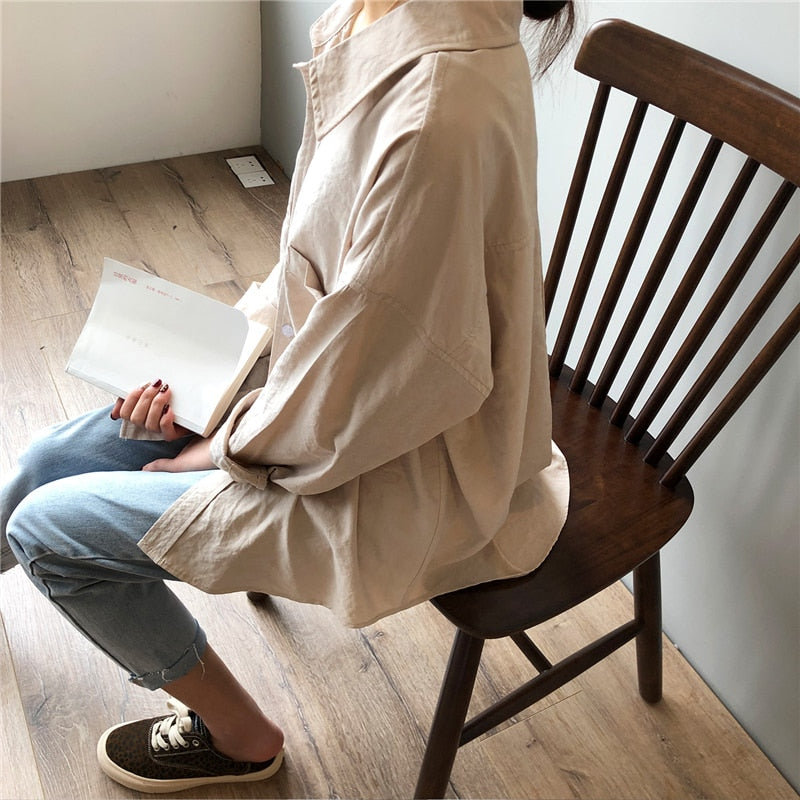 Women's Loose Solid Blouse