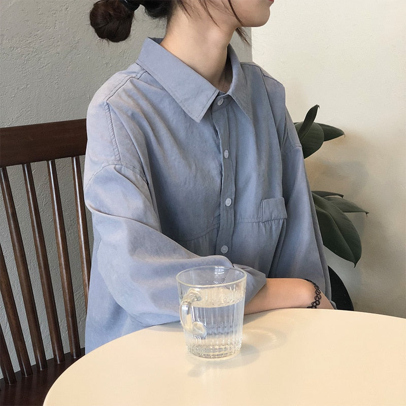 Women's Loose Solid Blouse