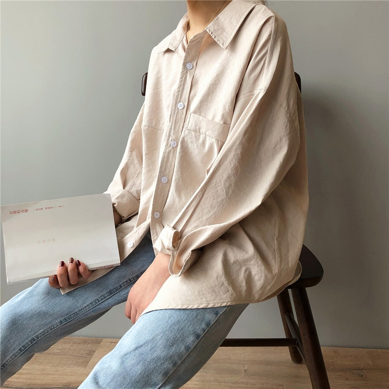 Women's Loose Solid Blouse