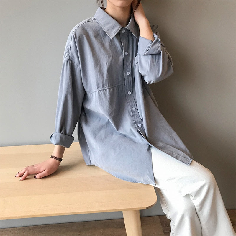 Women's Loose Solid Blouse