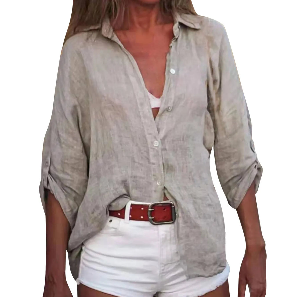 Women's Cotton Linen Button Shirt