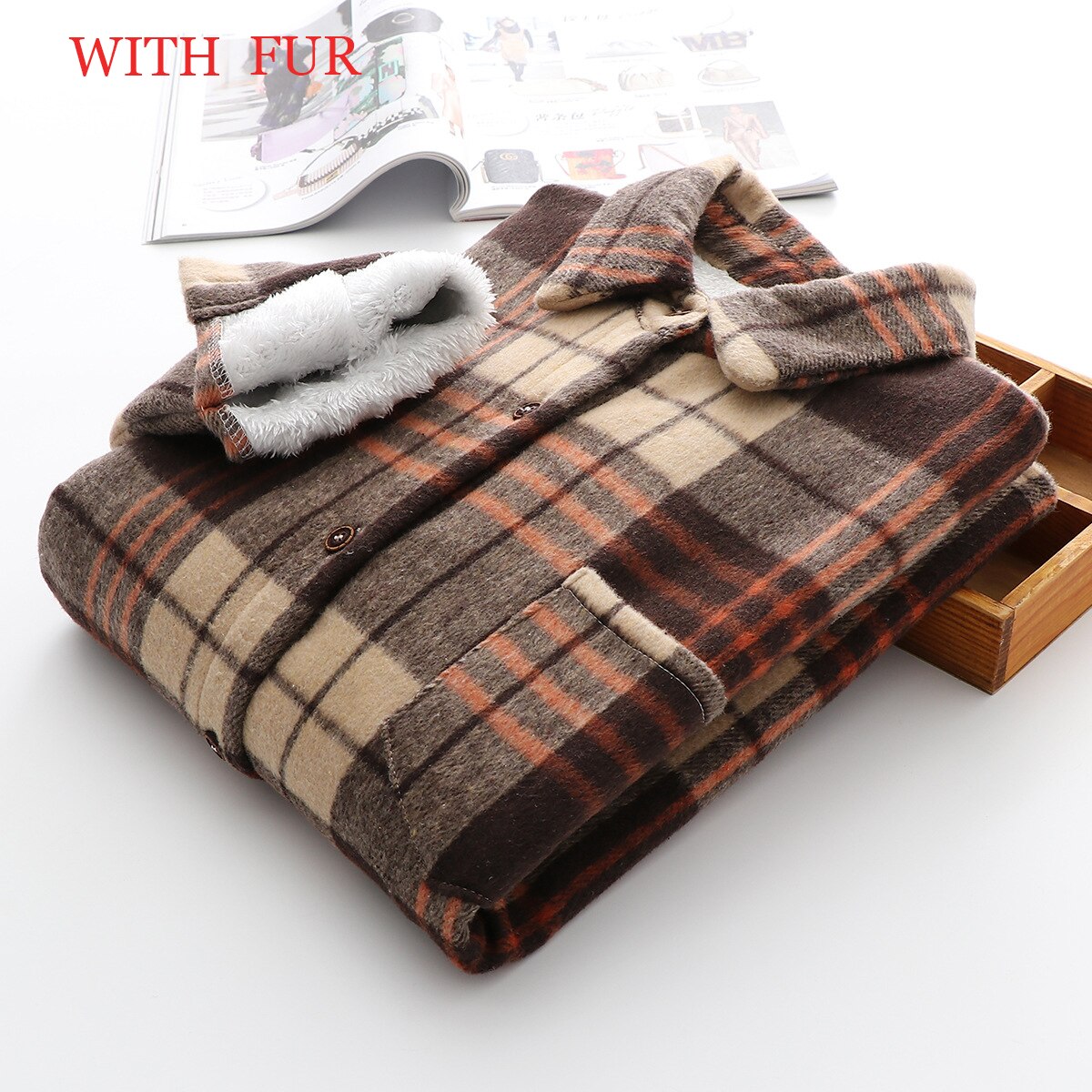 Women's Velvet Plaid Flannel Shirt