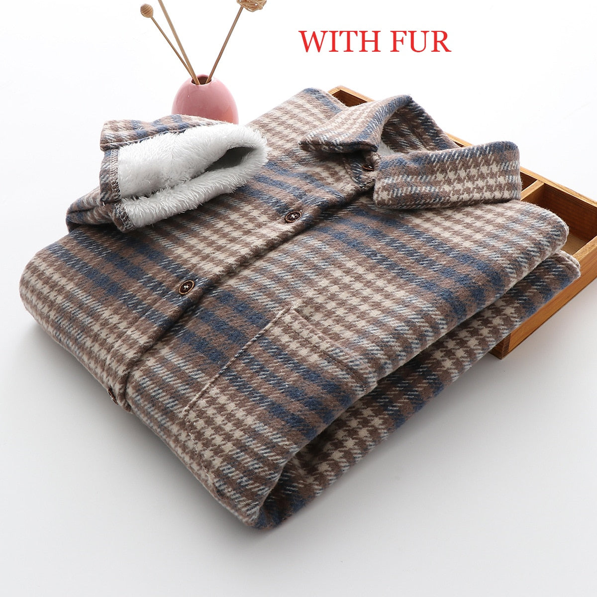 Women's Velvet Plaid Flannel Shirt