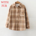 Women's Velvet Plaid Flannel Shirt