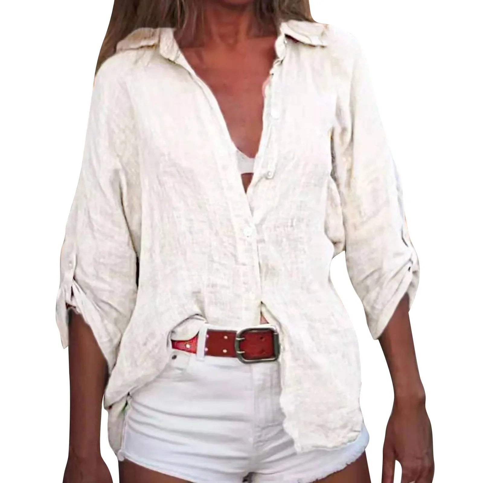 Women's Cotton Linen Button Shirt
